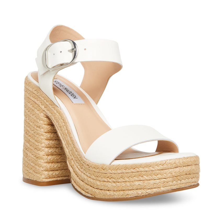 Sandalias Tacones Steve Madden Janice Cuero Mujer Blancas | ES XK2S60